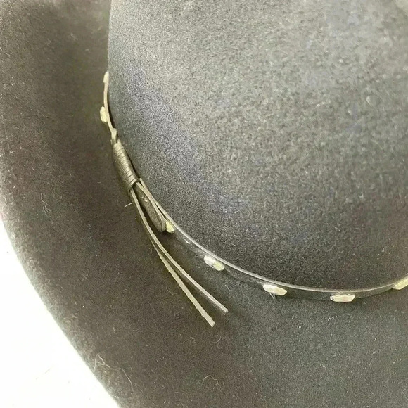 Rodeo King Adult Cowboy Hat Black Felt Beaver Western Hat Vintage Sz S 54-55 - Picture 5 of 12